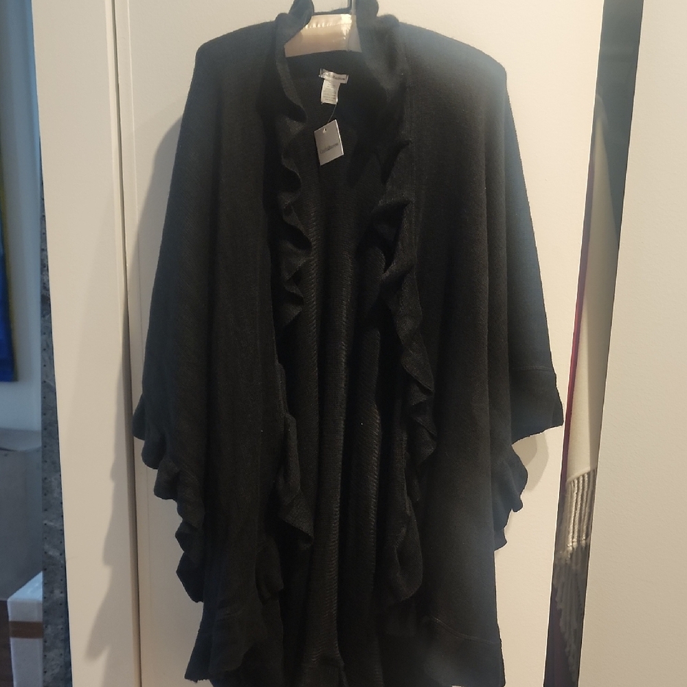 Croft & Barrow Elegant Black Ruffled Wrap